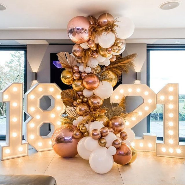 PATIMATE Ballon-Füllbox mit LED-Licht für Geburtstagsdekoration und Zahlen-Ballons - Bild 1