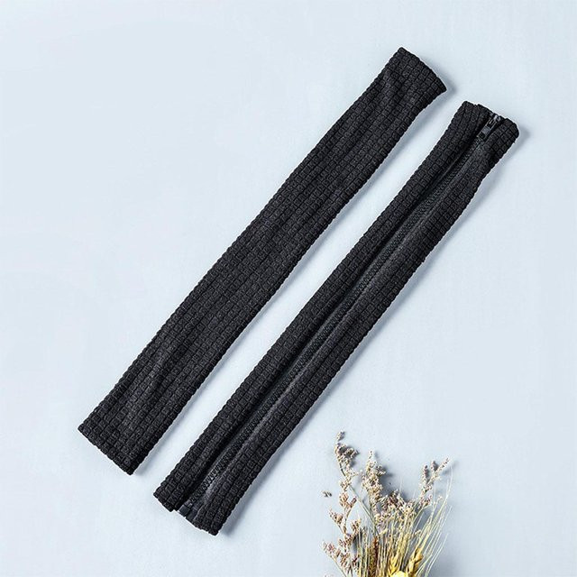 2er-Set fityle Armlehnenbezüge mit Reißverschluss aus elastischem Polyester in Schwarz für Bürostühle und Sessel - Bild 1