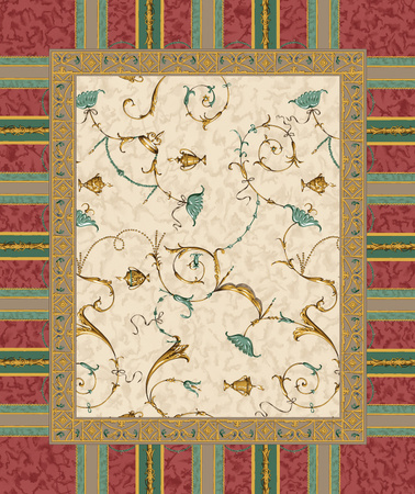 Bassetti Tischset Twill OPLONTIS in Rot und Beige mit floralem Muster aus Baumwolle
