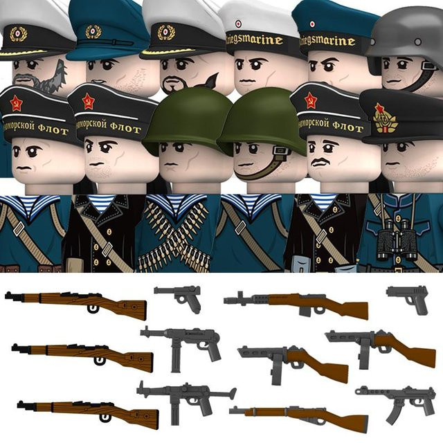 Yiran toy Militär Zweiter Weltkrieg Deutsche Marine Figuren Bausteine, Soldaten, Kunststoff, Mehrfarbig - Bild 1