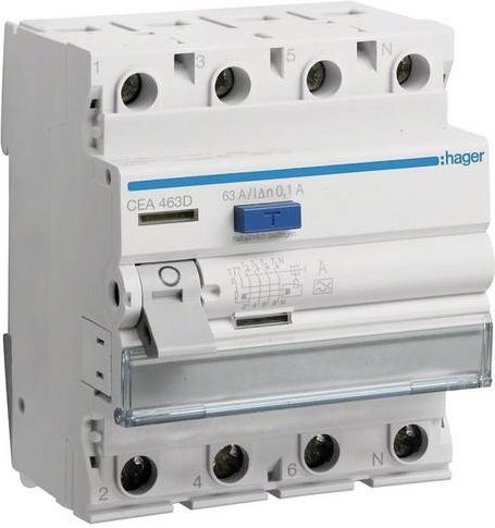 Hager CEA463D FI-Schutzschalter A 4polig 63A 0,1A 400V - Bild 1