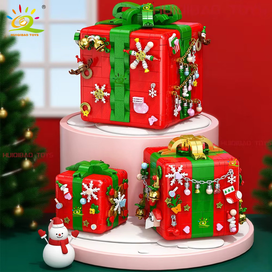 HUIQIBAO DIY Modellbaustein Überraschungsbox mit Elch und Schneemann, Weihnachts-Spielzeug für Kinder und Erwachsene, Mehrfarbig - Bild 2