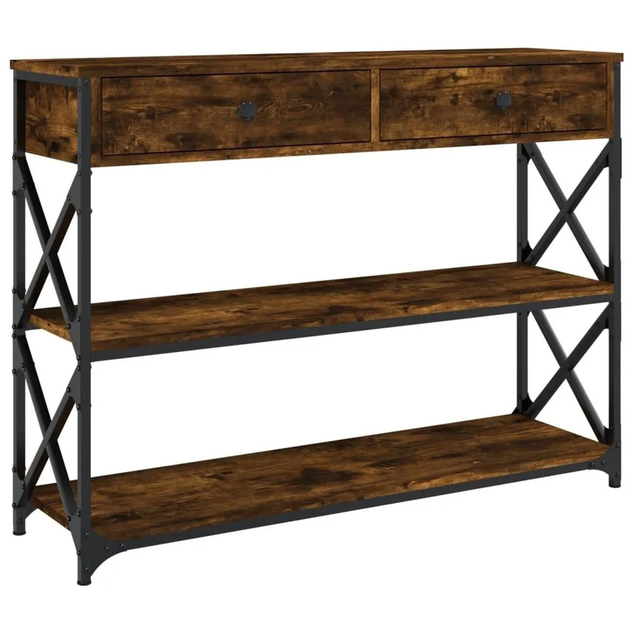vidaXL Konsolentisch aus Holzwerkstoff in Räuchereiche, B/T/H: 100 x 28 x 75 cm - Bild 2