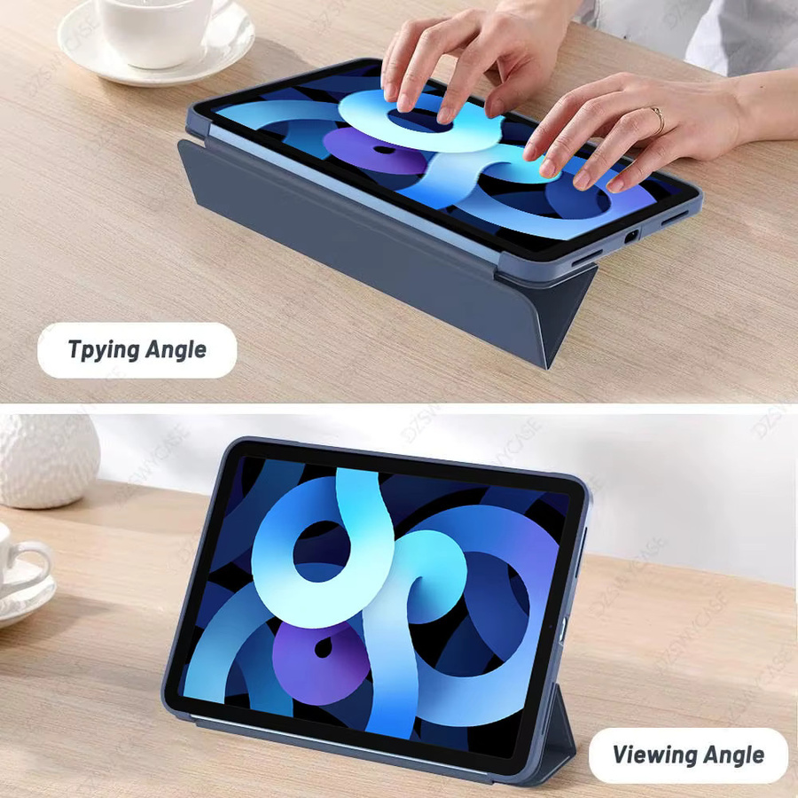 DZSWYCASE Silikonhülle für iPad Air 11 Zoll (M4, M3, M2) und iPad Air 5./4. Generation 10,9 Zoll mit Dreifach-Standfunktion und Auto-Wake/Sleep-Funktion in Schwarz oder Blau - Bild 4