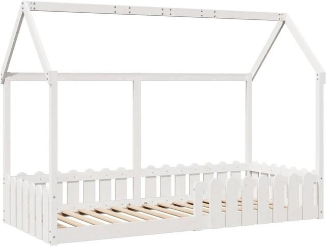 vidaXL Kinderbett Hausbett aus massivem Kiefernholz in Weiß - Bild 1