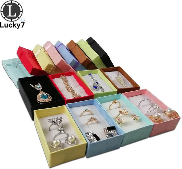 Schmuck Display Box Set von luckyiasv für Halsketten, Ohrringe und Ringe, 24er Pack, Multicolor, B: 5 cm, T: 8 cm, H: 2,5 cm - Bild 1