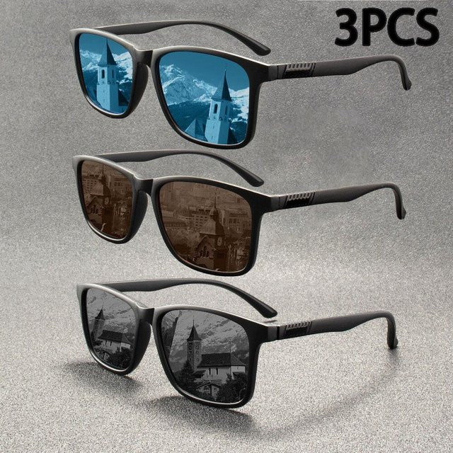 Sonnenbrille TR90, Quadratisch, Vollrand, Grau, Herren - Bild 1
