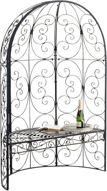 DELUKE Halbpavillon BOSTON Gartenbank mit Sitzbank und Rankhilfe aus Metall in Bronze, B/T/H: 120 x 58 x 178 cm - Bild 1
