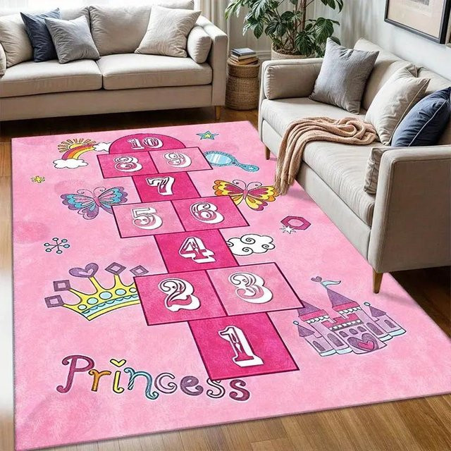 Rosa Stadtteppich Lodestar für Kinderzimmer und Wohnzimmer, Motiv-Spielmatte aus Polyester, B/T: 40 x 60 cm - Bild 1