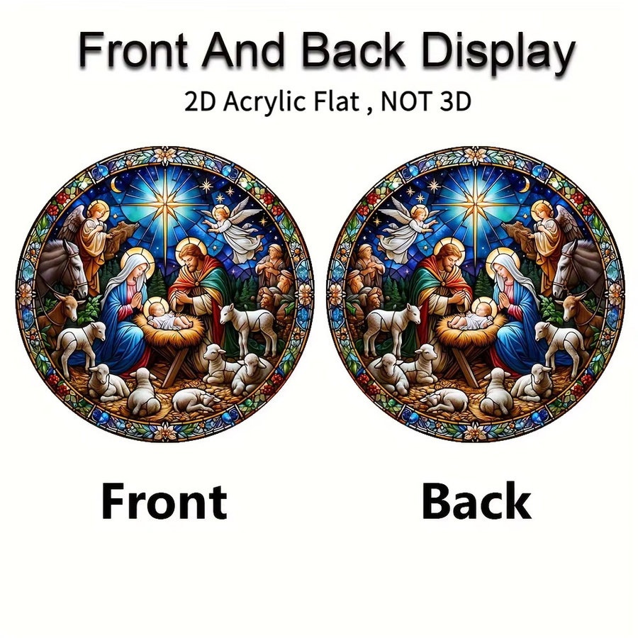 Sonnenfänger für Weihnachtskrippe von Potdemiel, runder Engel-Anhänger in Buntglas-Optik, Multicolor, Durchmesser: 20 cm - Bild 4