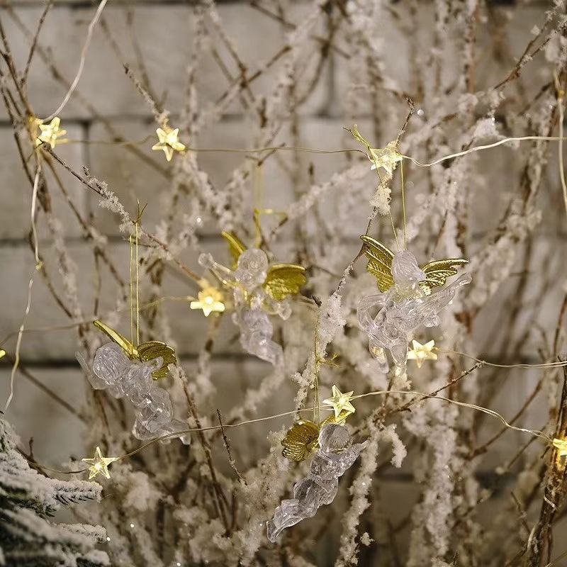 4er-Set transparente Engel-Anhänger aus Glas als Weihnachtsbaum-Hängeornamente - Bild 4
