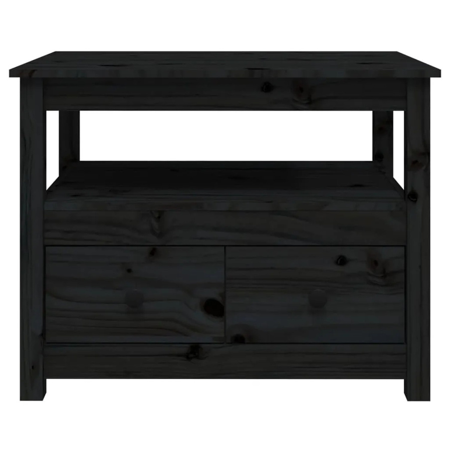 vidaXL Couchtisch aus massivem Kiefernholz in Schwarz, B/T/H: 71 x 49 x 55 cm - Bild 2