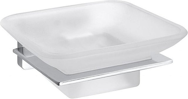 Brillantbad BIKI Seifenablage mit Glasschale in Chrom poliert und transparent, Wandmontage, B/T/H: 10,0 x 4,0 x 11,0 cm - Bild 1