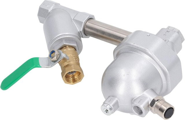 Koogeelife Luftkompressorfilter mit automatischem Entleerer und Ablassventil aus Aluminiumlegierung, Farbe: Silber, Einlass: 11,85 mm - Bild 1