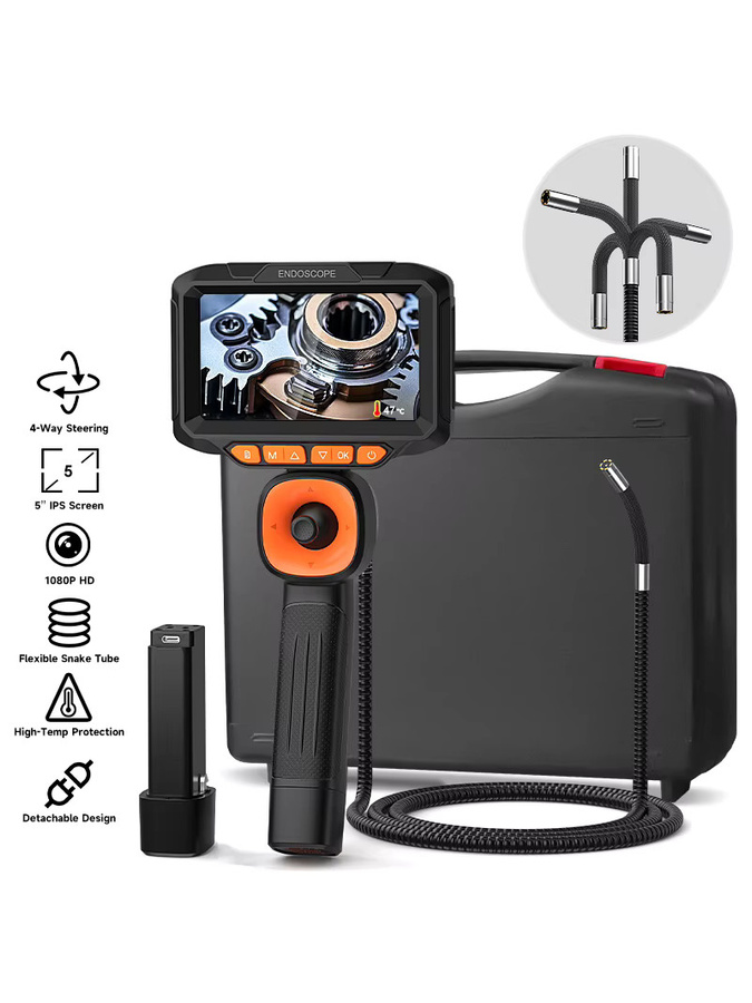 ENWOR 4-Wege-Gelenkendoskop mit 5-Zoll-Bildschirm, 360 Grad rotierender Lenkkamera mit All-Direction-Joystick und wasserdichten LEDs in Schwarz - Bild 6