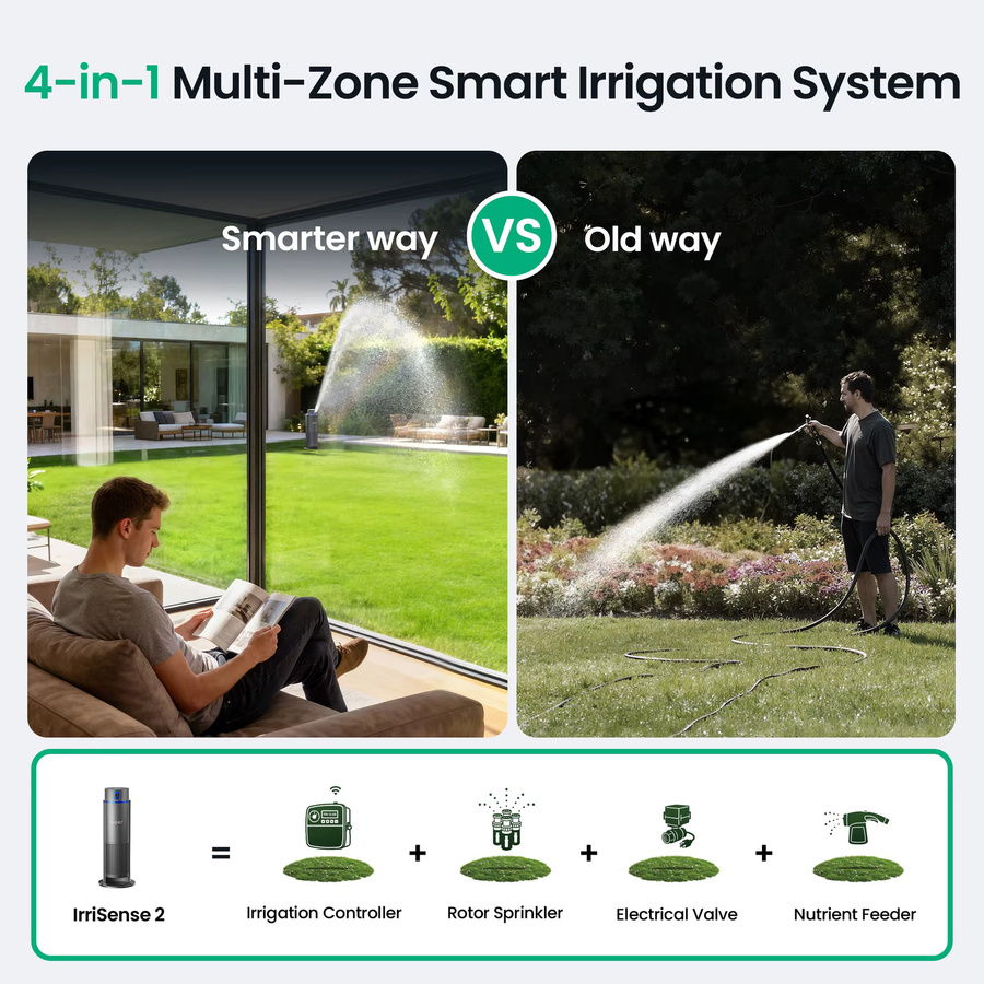 Aiper IrriSense Gartensprinkler Grau - Generalüberholtes intelligentes Bewässerungssystem mit Regensensor, App-Steuerung und 4-in-1-Mehrzonen-Funktion - Bild 8