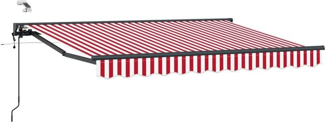 vidaXL Elektrische Ausziehbare Markise mit Semi-Cassette in Rot und Weiß, Breite: 250 cm, Tiefe: 200 cm - Bild 1