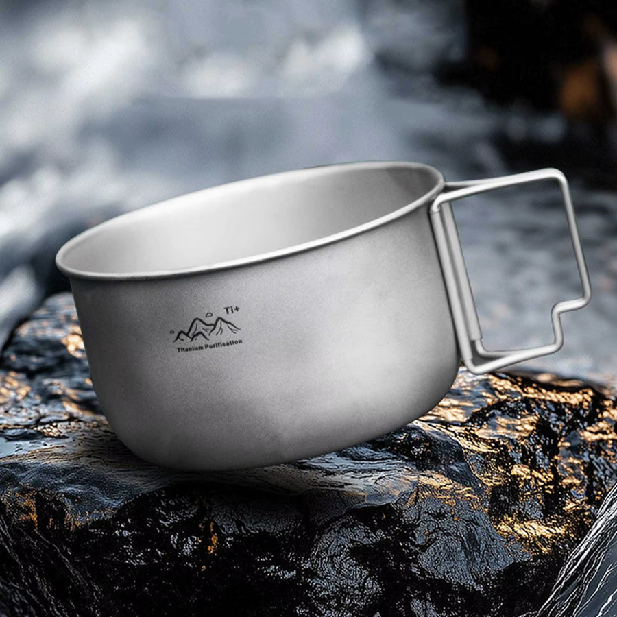 APWIKOGER Titan-Campingtopf Ultraleicht Tragbares Faltgeschirr mit abnehmbarem Griff für Outdoor Wandern Camping Kochen Trekking Picknick - Bild 2