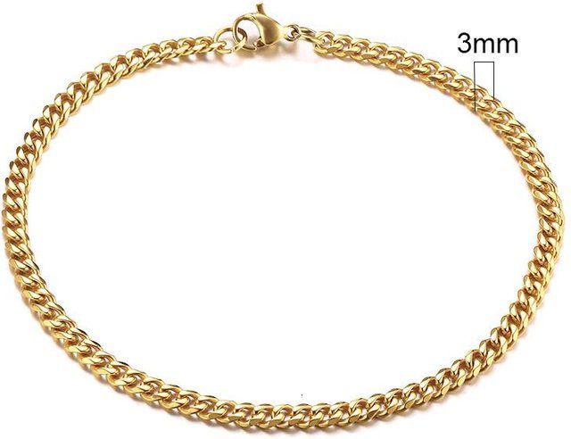 Vnox Armband, Panzerkette, Edelstahl, Gold, Unisex, 18cm - Bild 1