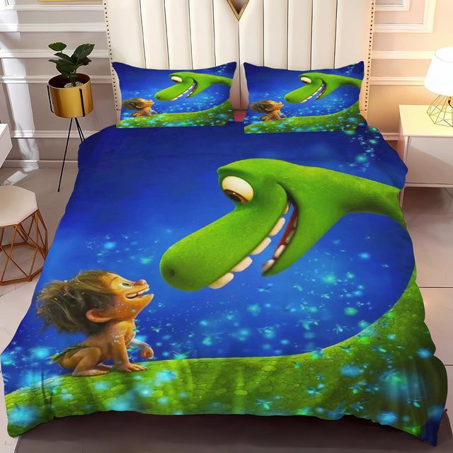 Flylo Bettwäsche Set Anime The Good Dinosaur mit Kissenbezug, Blau, B/T: 155 x 220 cm - Bild 1