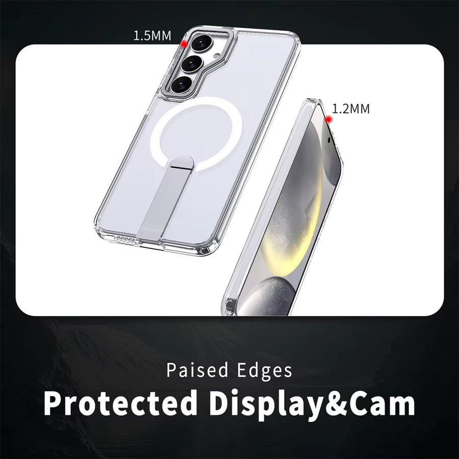 Magnetische Luxus Metall Handyhülle für Samsung S26 S25 S24 S23 Ultra S22 mit MagSafe Unterstützung und kabelloser Ladefunktion in Pink Transparent - Bild 4