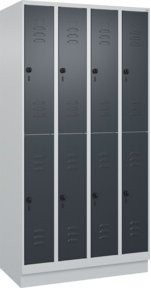 C+P Doppelstock-Spind Classic PLUS mit Sockel, 4 Abteile, Anthrazitgrau, H: 195 cm, B: 100 cm, T: 50 cm - Bild 1