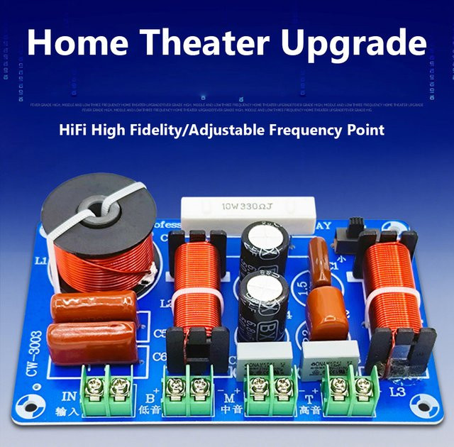 ALLOYSEED 250W Audio HiFi Filterplatine 3-Wege-Lautsprecherfilter Crossover mit einstellbarer Frequenz 5200Hz-5500Hz für dein Heimkino-Upgrade - Bild 1