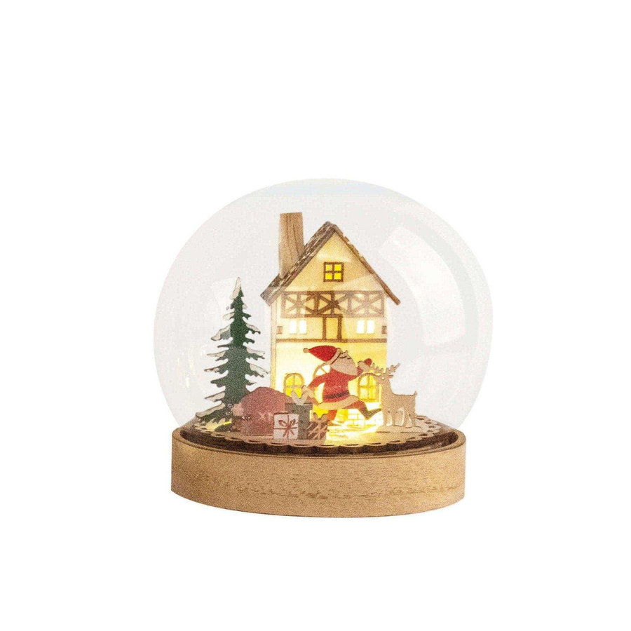 Lolaa Xmas LED-Globe Haus Dekokugel aus Holz in Multicolor, Höhe: 14 cm - Bild 1