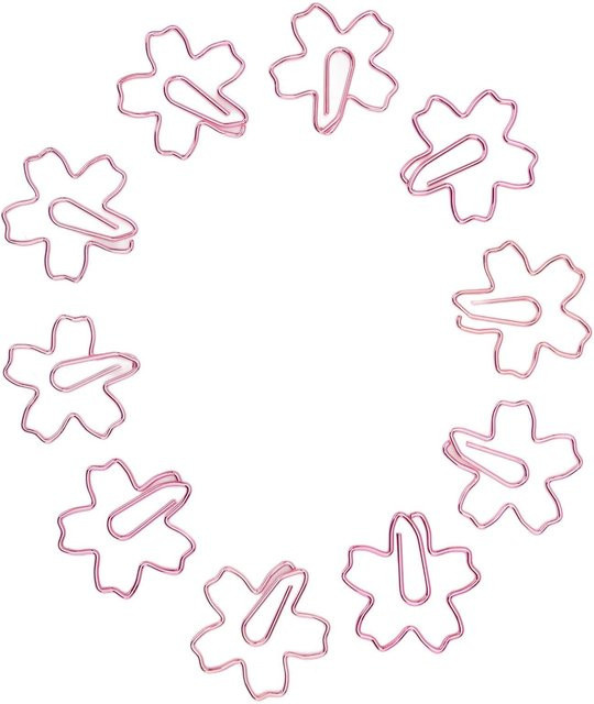 100 Stück GoolRC Büroklammern in Blumenform aus Metall in Weiß und Pink - Bild 1