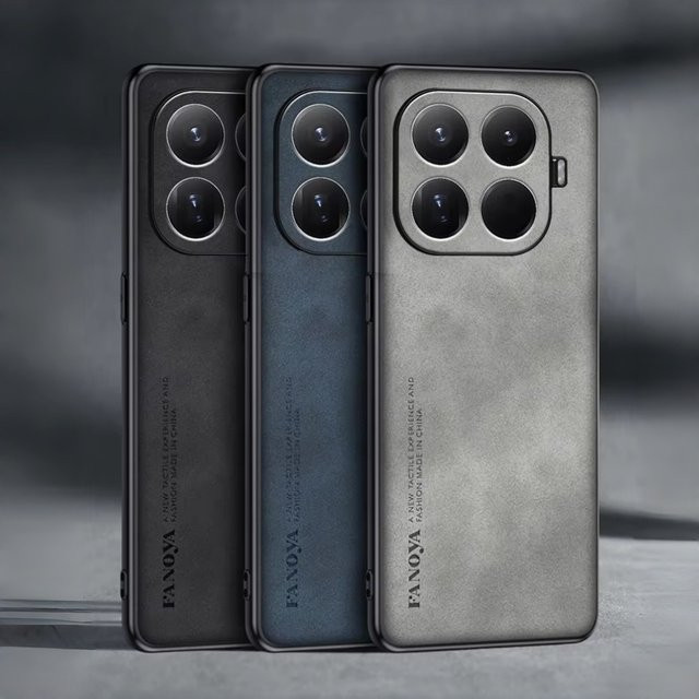 Luxuriöse Retro-Schutzhülle aus Lammleder-PU-Leder für Xiaomi 17T und 15T Pro in Schwarz, stoßfeste matte Silikon-Hülle mit weichen Kanten - Bild 1