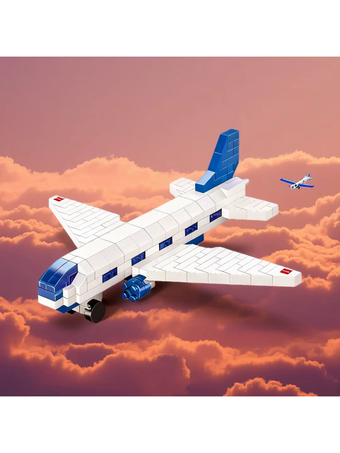 KNEW BUILT Airliner Hubschrauber Fighter Jet Micro Mini Bausteinspielzeug-DIY Flugzeugmodell - Bild 4