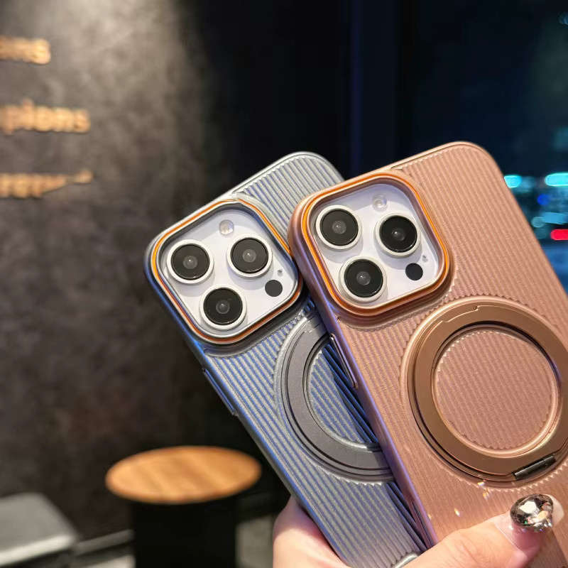 RUWANHU MagSafe Magnetische Handyhülle mit 360 Grad Rotierendem Metall-Autohalterungsring für iPhone 16 Pro Max, 15 Pro Max, 14 und 13 in Gold - Bild 3