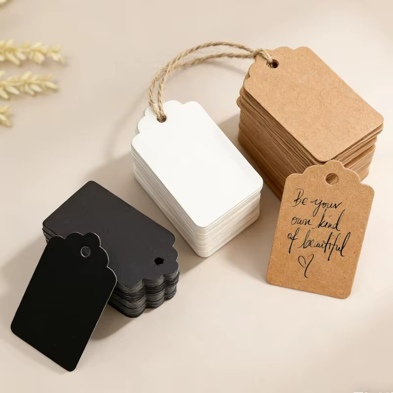 100 Stück Kraftpapier-Tags in Braun mit Schnüren als leere DIY-Geschenkanhänger und Verpackungsetiketten - Bild 3