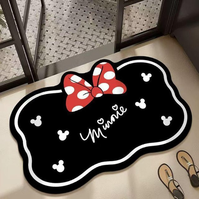 Rutschfeste Badezimmer-Bodenmatte von Yiran Furniture mit Cartoon-Tierdesign, wasserabsorbierend und schmutzabweisend, B/B: 50 x 80 cm, Schwarz/Mehrfarbig - Bild 1