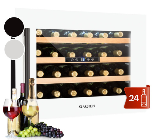 Klarstein Vinsider Einbau-Weinkühler und Getränkekühlschrank mit Touchpanel, Weiß, Kapazität: 24 Flaschen, Temperaturbereich: 5–22°C