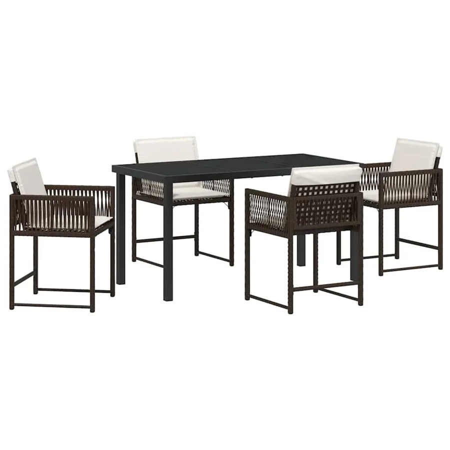 vidaXL Garten Essgruppe 5-teilig aus Poly-Rattan in Braun mit Glastisch - Bild 2