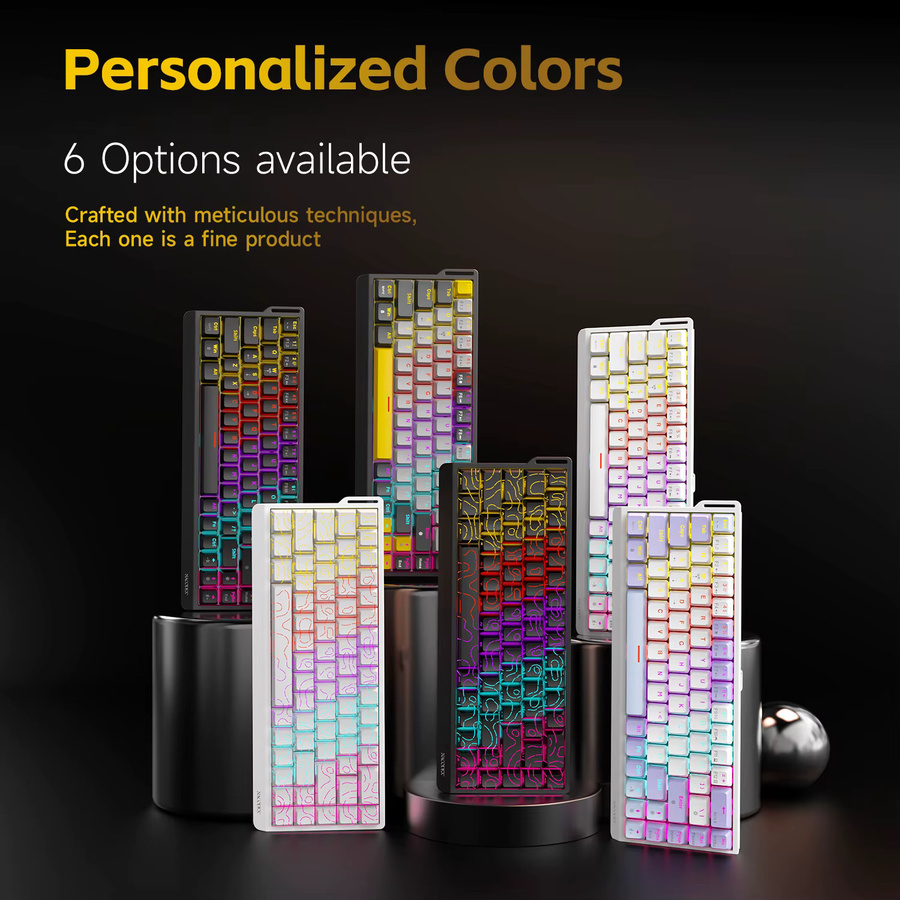 AJAZZ NK68V2 Mechanische Gaming-Tastatur mit RGB, Hot-Swappable und Kabelverbindung, Schwarz - Bild 2