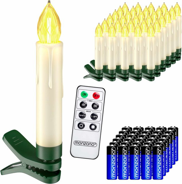 CASARIA® 30er-Set Kabellose LED Weihnachtsbaumkerzen in Weiß mit Fernbedienung, Timer und Flicker-Effekt - Bild 1