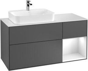 V&B Waschtischunterschrank Finion Wandmontage mit LED-Beleuchtung und Regalfach in Weiß - Bild 1