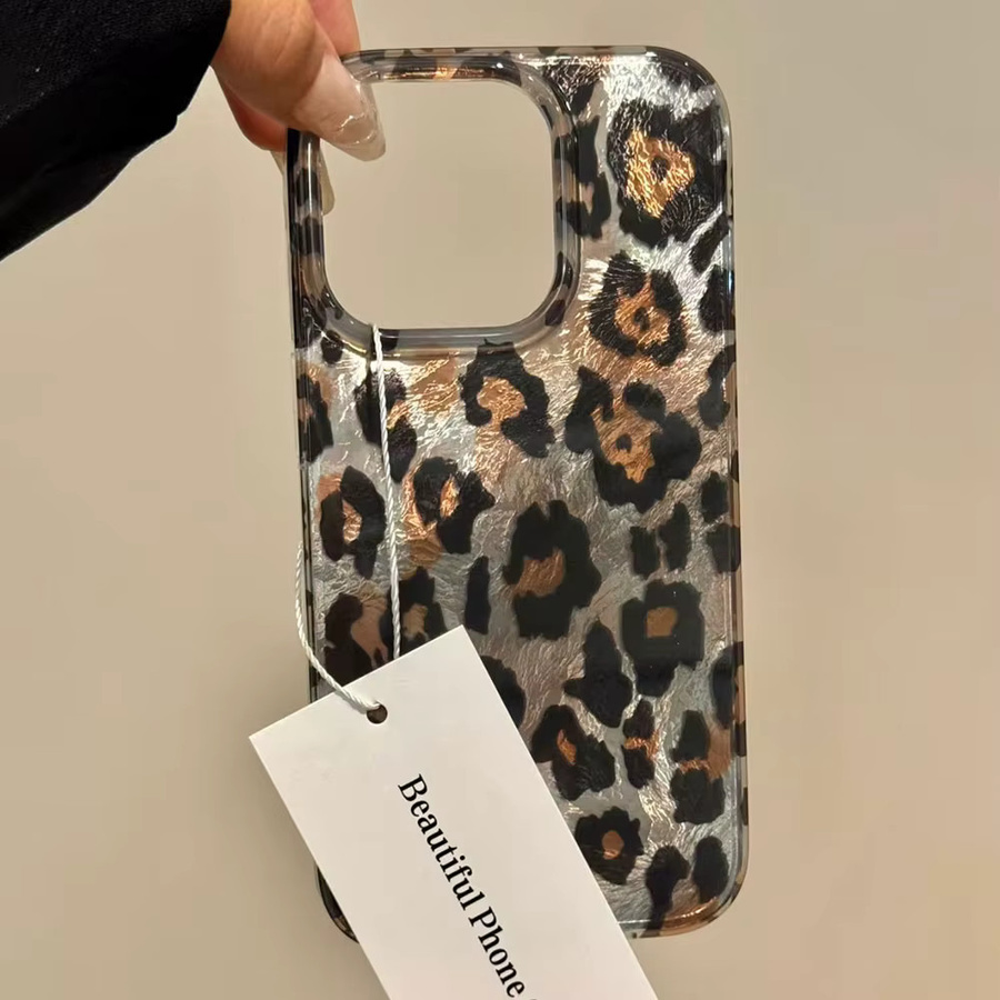 INS Teddy-Handyhülle mit schwarzem Leopardenmuster für iPhone Modelle, Farbe: Schwarz/Mehrfarbig - Bild 2