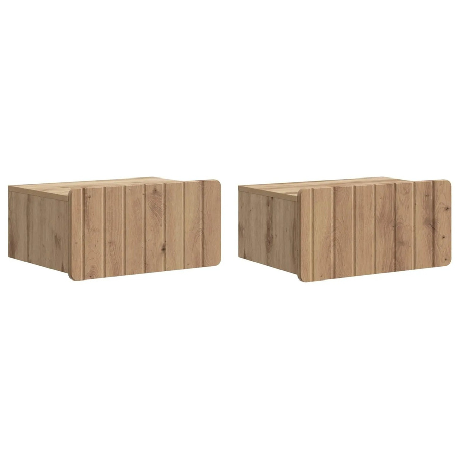 vidaXL Wandmontierter Nachttisch Set 2 Stück Artisan-Eiche Braun B: 49 cm, T: 34,5 cm, H: 24 cm - Bild 2
