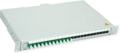TELEGÄRTNER BASIS V LWL-Panel mit Kupplungen und Pigtails, 12x E2000, OS2 APC, grün - Bild 1