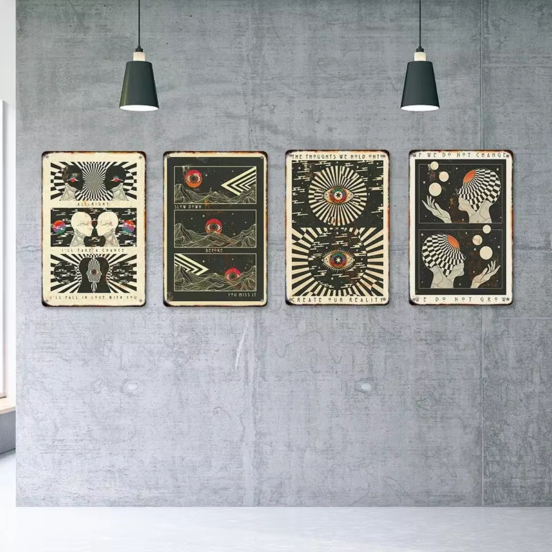 Potdemiel Metallposter Retro Bohemian Psychedelic 70er Jahre Design mit inspirierenden Zitaten, Multicolor, Wandbild für dein Zuhause - Bild 4