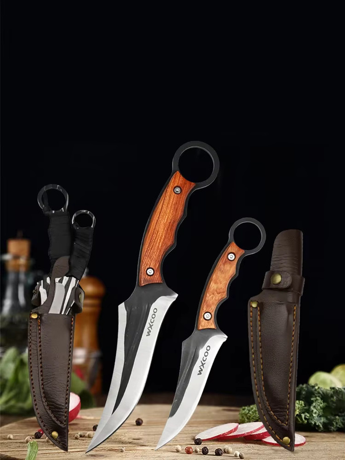 WXCOO Handgefertigtes Küchenmesser aus geschmiedetem Stahl mit Holzgriff als vielseitiges Kochmesser und Metzgerbeil für Fleisch, Obst und Gemüse - Bild 6