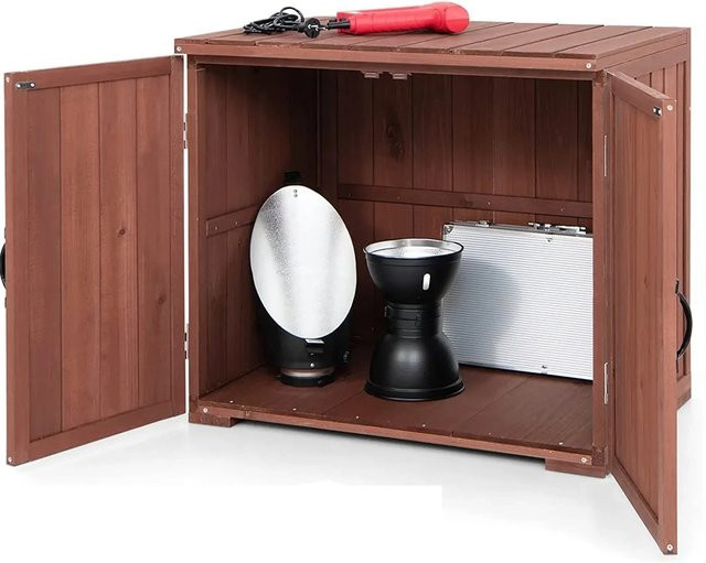 Costway Gartenschrank aus Holz in Braun B/T/H: 77 x 56 x 72 cm - Bild 1