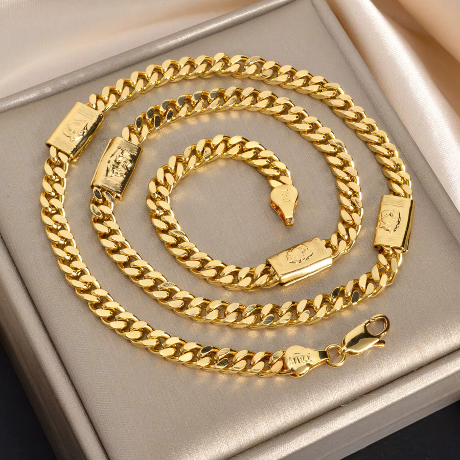 sny Halskette, Kupferlegierung, Gold, Vintage, Unisex - Bild 5