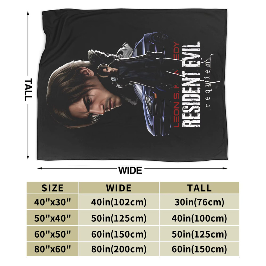 Leon The Chad Kennedy Resident Evil Requiem Flanelldecke aus Polyester in Schwarz, superweiche Winterdecke für Bett und Sofa - Bild 6