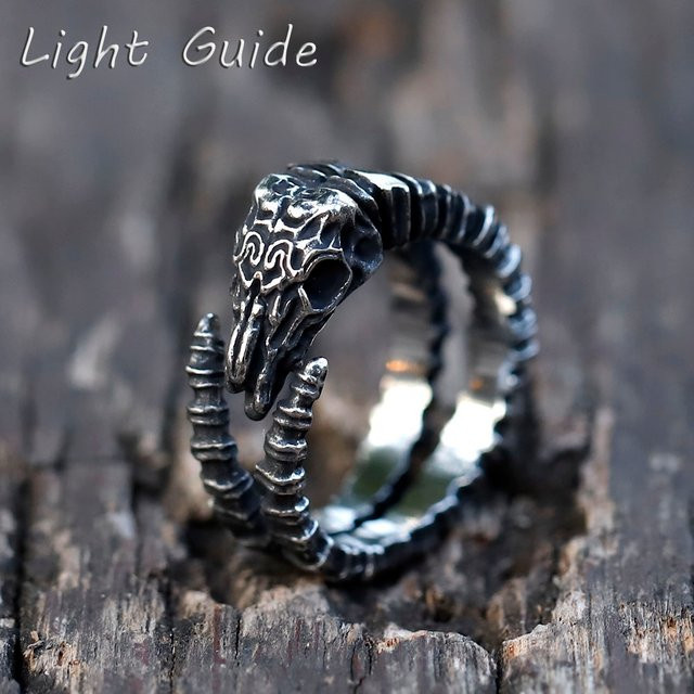 Ring Edelstahl, Schafschädel-Motiv, Silber, Herren - Bild 1