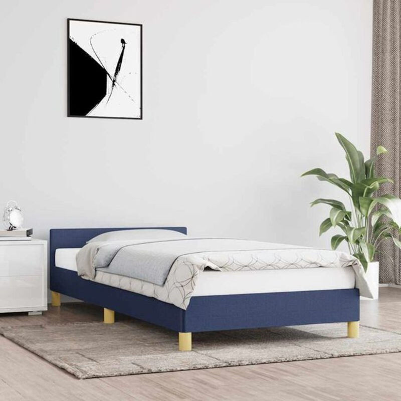 vidaxl Polsterbett mit Kopfteil aus Stoff in Blau, B/T/H: 100 x 200 cm - Bild 1