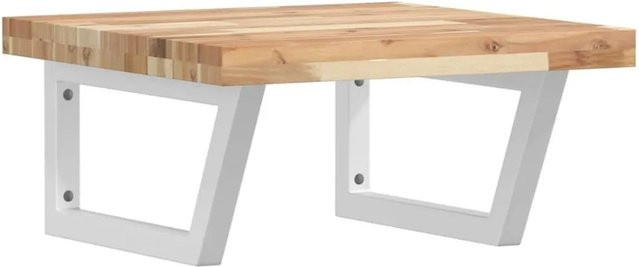 vidaXL Waschbeckenregal zur Wandmontage aus Stahl und Akazienholz in Weiß und Braun - Bild 1